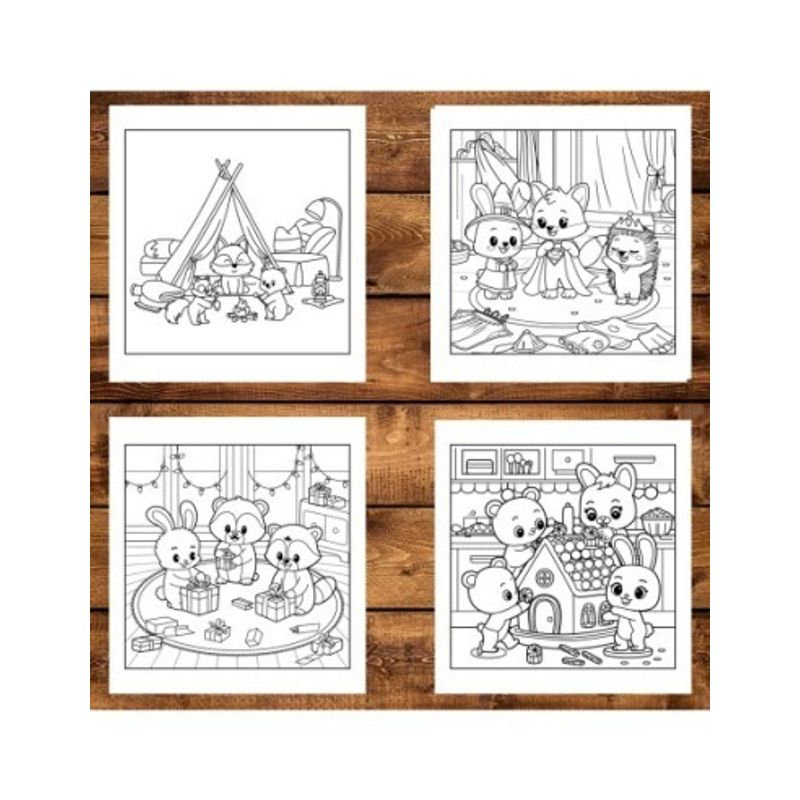 Carti si Birotica - Carti - Carti pentru copii - Carti de colorat - Carte de colorat antistres , 50 de ilustratii Prieteni Pufosi Hygge - Volumul II, 106 pagini, A5 - Infinity.ro