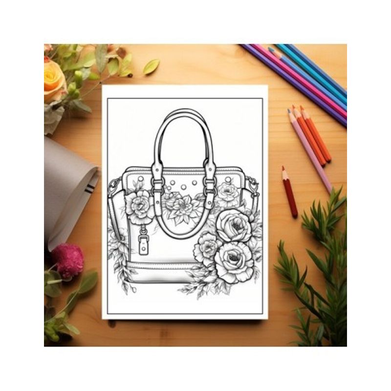 Carti si Birotica - Carti - Carti pentru copii - Carti de colorat - Carte de colorat antistres , 50 de ilustratii Posete Florale, 106 pagini, A5 - Infinity.ro