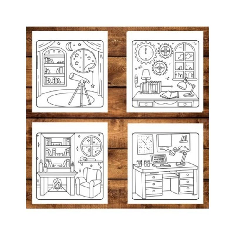 Carti si Birotica - Carti - Carti pentru copii - Carti de colorat - Carte de colorat antistres , 50 de ilustratii Spatii Cozy, 106 pagini, A5 - Infinity.ro