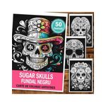 Carti si Birotica - Carti - Carti pentru copii - Carti de colorat - Carte de colorat antistres , 50 de ilustratii Sugar Skulls pe fundal negru, 106 pagini, A5 - Infinity.ro