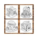 Carti si Birotica - Carti - Carti pentru copii - Carti de colorat - Carte de colorat antistres , 50 de ilustratii Tiny Shops - Volumul II, 106 pagini, A5 - Infinity.ro