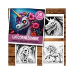 Carti si Birotica - Carti - Carti pentru copii - Carti de colorat - Carte de colorat antistres , 50 de ilustratii Unicorni Zombie, 106 pagini, A5 - Infinity.ro