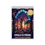 Carti si Birotica - Carti - Carti pentru copii - Carti de colorat - Carte de colorat antistres , 50 de ilustratii Vitralii cu Paduri, 106 pagini, A5 - Infinity.ro