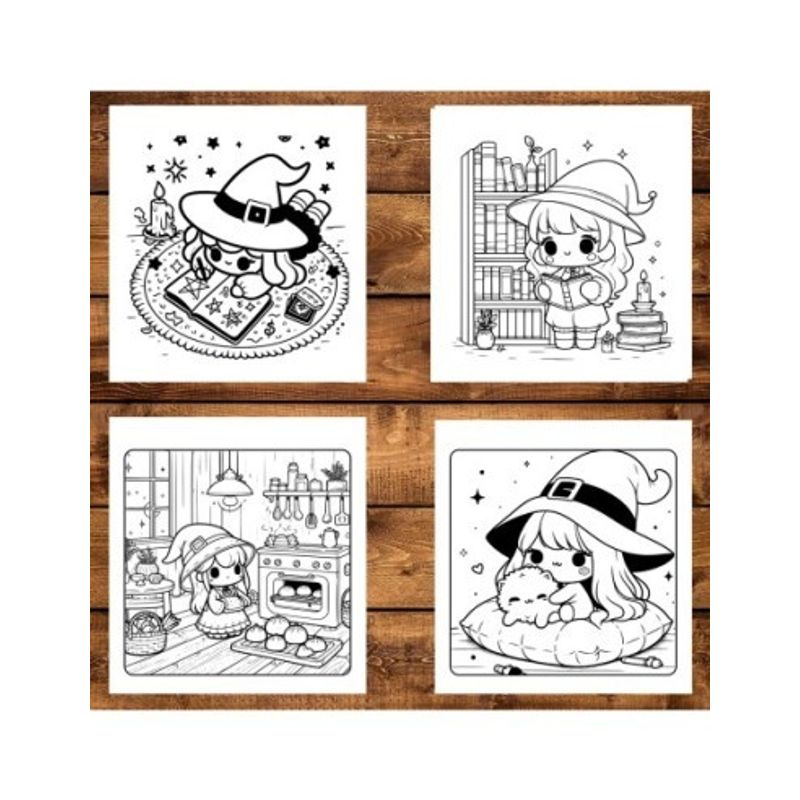 Carti si Birotica - Carti - Carti pentru copii - Carti de colorat - Carte de colorat antistres , 50 de ilustratii Witchy Cozy Hygge, 106 pagini, A5 - Infinity.ro