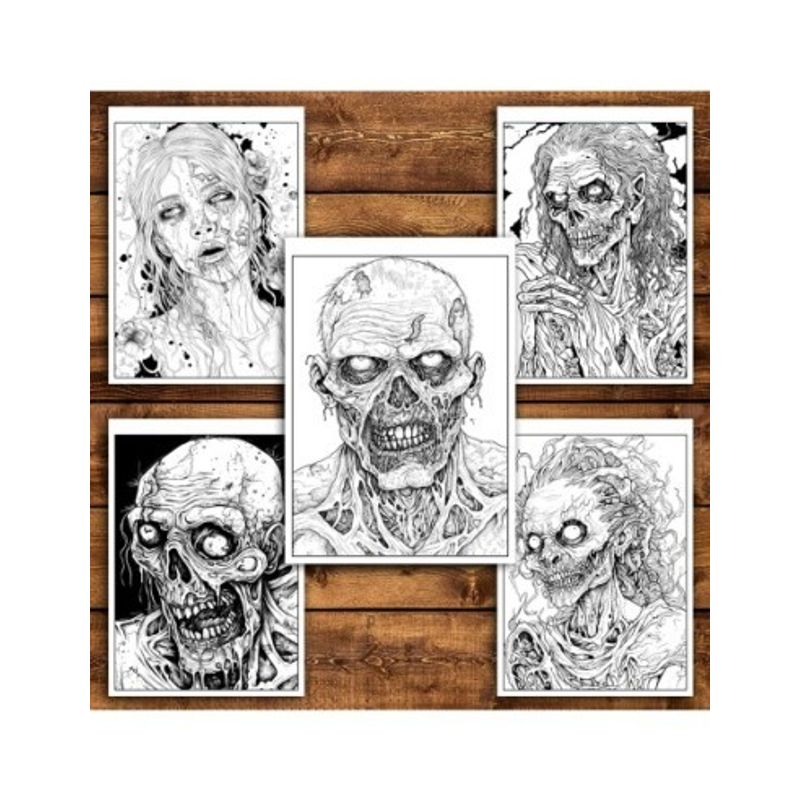 Carti si Birotica - Carti - Carti pentru copii - Carti de colorat - Carte de colorat antistres , 50 de ilustratii Zombies, 106 pagini, A5 - Infinity.ro