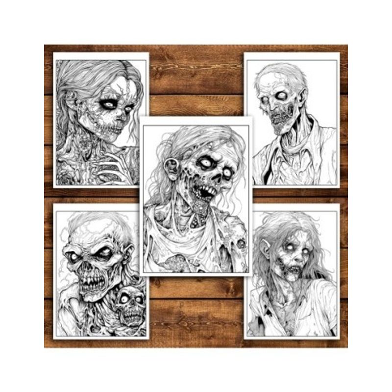 Carti si Birotica - Carti - Carti pentru copii - Carti de colorat - Carte de colorat antistres , 50 de ilustratii Zombies, 106 pagini, A5 - Infinity.ro