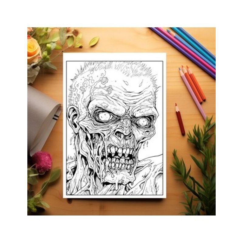 Carti si Birotica - Carti - Carti pentru copii - Carti de colorat - Carte de colorat antistres , 50 de ilustratii Zombies, 106 pagini, A5 - Infinity.ro