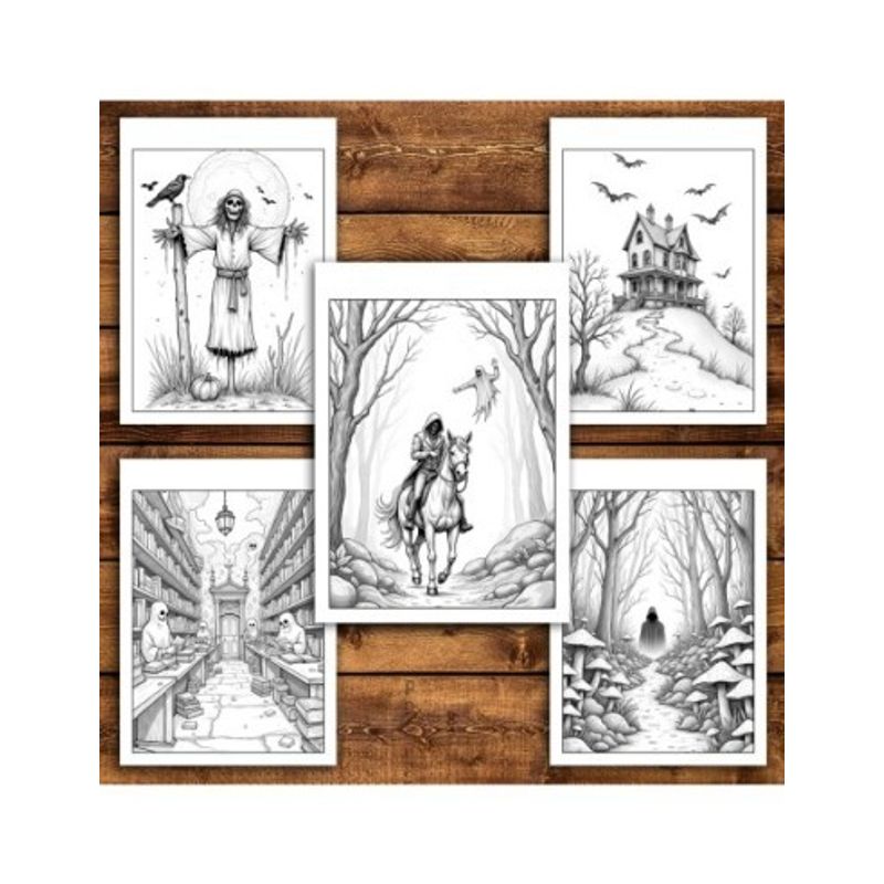 Carti si Birotica - Carti - Carti pentru copii - Carti de colorat - Carte de colorat antistres , 50 de ilustratiiSpooky Halloween, 106 pagini, A5 - Infinity.ro