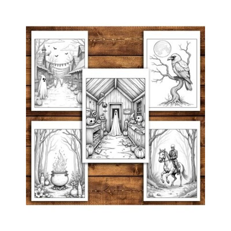 Carti si Birotica - Carti - Carti pentru copii - Carti de colorat - Carte de colorat antistres , 50 de ilustratiiSpooky Halloween, 106 pagini, A5 - Infinity.ro
