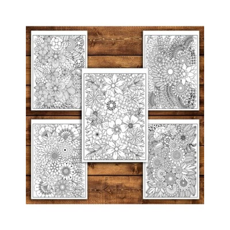 Carti si Birotica - Carti - Carti pentru copii - Carti de colorat - Carte de colorat antistres, 48 de ilustratii Flori Zentangle - Volumul I, A5 - Infinity.ro