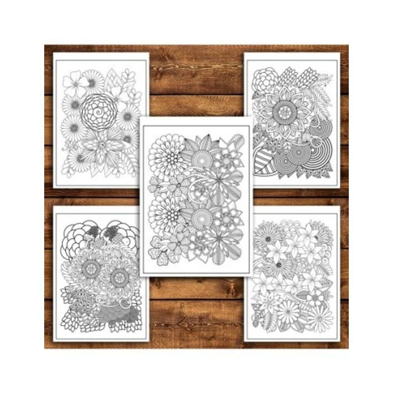 Carti si Birotica - Carti - Carti pentru copii - Carti de colorat - Carte de colorat antistres, 48 de ilustratii Flori Zentangle - Volumul III, A5 - Infinity.ro