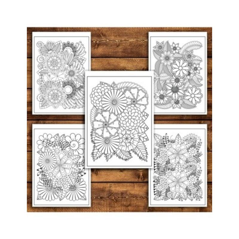 Carti si Birotica - Carti - Carti pentru copii - Carti de colorat - Carte de colorat antistres, 48 de ilustratii Flori Zentangle - Volumul III, A5 - Infinity.ro