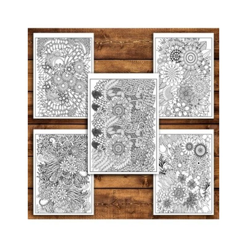 Carti si Birotica - Carti - Carti pentru copii - Carti de colorat - Carte de colorat antistres, 48 de ilustratii Flori Zentangle - Volumul II, A5 - Infinity.ro