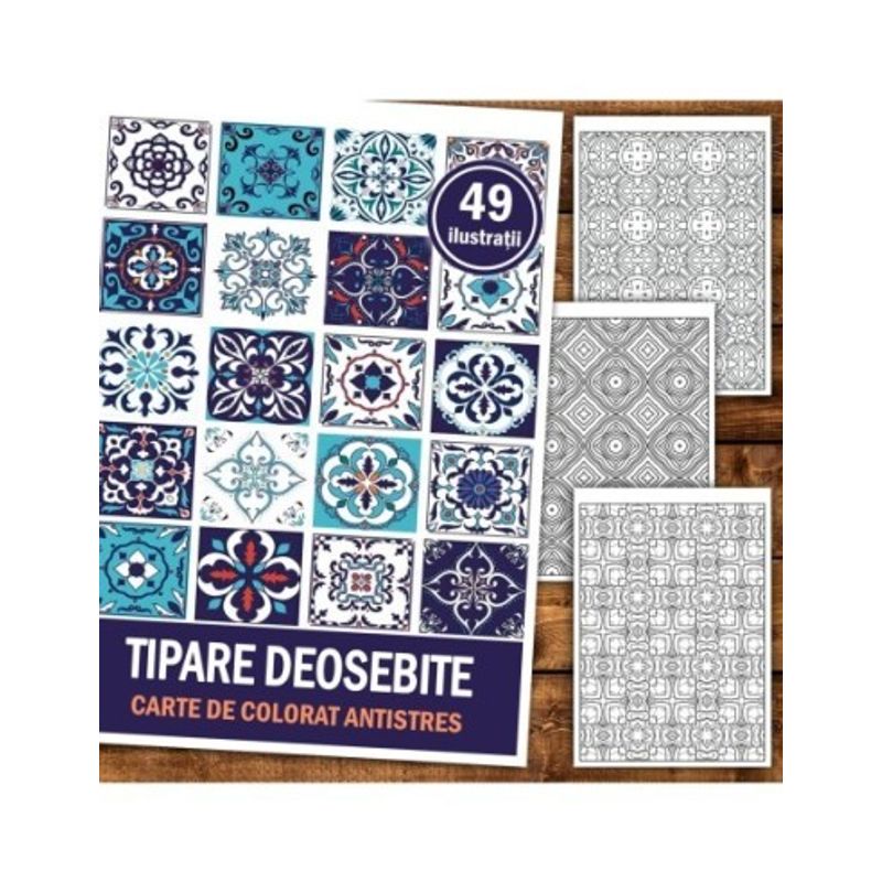 Carti si Birotica - Carti - Carti pentru copii - Carti de colorat - Carte de colorat antistres, 49 de ilustratii Tipare Deosebite, A5 - Infinity.ro