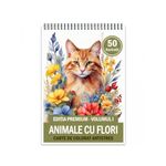 Carti si Birotica - Carti - Carti pentru copii - Carti de colorat - Carte de colorat antistres, 50 de ilustratii Animale cu Flori - Editia Premium - Volumul I, A5 - Infinity.ro