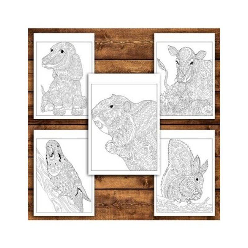 Carti si Birotica - Carti - Carti pentru copii - Carti de colorat - Carte de colorat antistres, 50 de ilustratii Animale Mandala - Editia Premium - Volumul I, A5 - Infinity.ro
