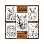 Carti si Birotica - Carti - Carti pentru copii - Carti de colorat - Carte de colorat antistres, 50 de ilustratii Animale cu Flori - Editia Premium - Volumul I, A5 - Infinity.ro