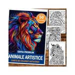Carti si Birotica - Carti - Carti pentru copii - Carti de colorat - Carte de colorat antistres, 50 de ilustratii Animale Artistice - Editia Premium, A5 - Infinity.ro