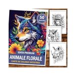 Carti si Birotica - Carti - Carti pentru copii - Carti de colorat - Carte de colorat antistres, 50 de ilustratii Animale Florale - Editia Premium, A5 - Infinity.ro