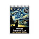 Carti si Birotica - Carti - Carti pentru copii - Carti de colorat - Carte de colorat antistres, 50 de ilustratii Animale in stil Van Gogh, A5 - Infinity.ro