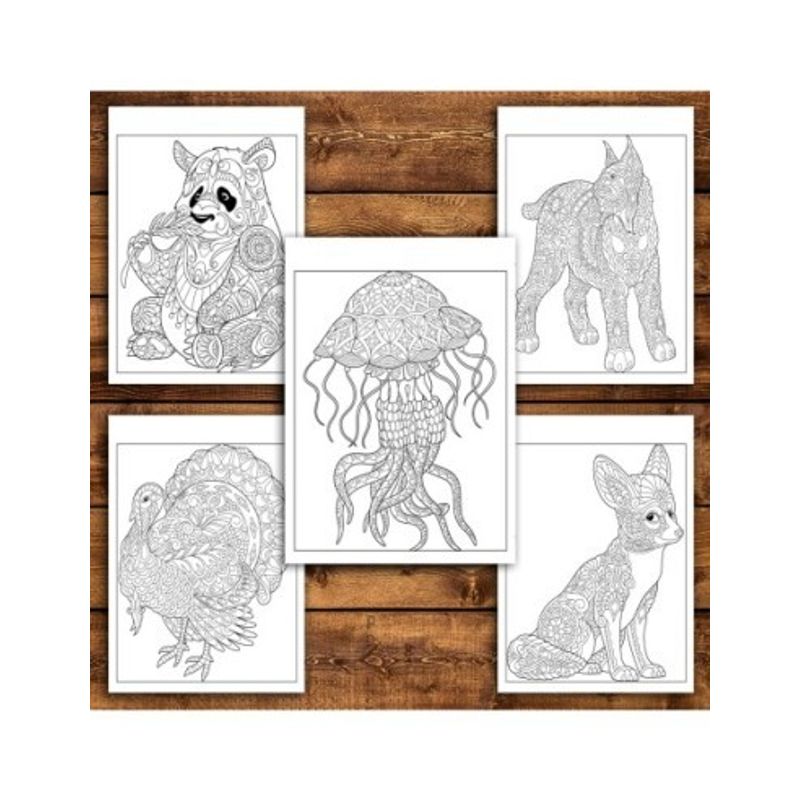 Carti si Birotica - Carti - Carti pentru copii - Carti de colorat - Carte de colorat antistres, 50 de ilustratii Animale Mandala - Editia Premium - Volumul I, A5 - Infinity.ro