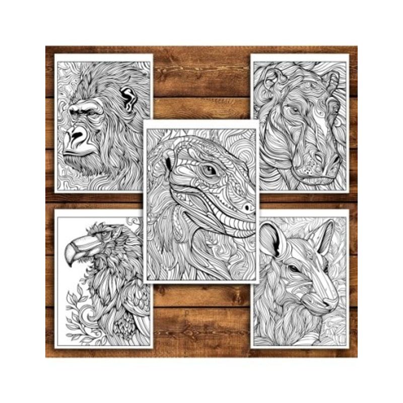 Carti si Birotica - Carti - Carti pentru copii - Carti de colorat - Carte de colorat antistres, 50 de ilustratii Animale Artistice - Editia Premium, A5 - Infinity.ro