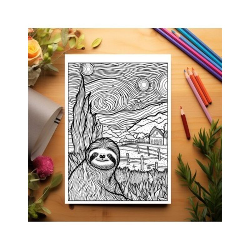 Carti si Birotica - Carti - Carti pentru copii - Carti de colorat - Carte de colorat antistres, 50 de ilustratii Animale in stil Van Gogh, A5 - Infinity.ro
