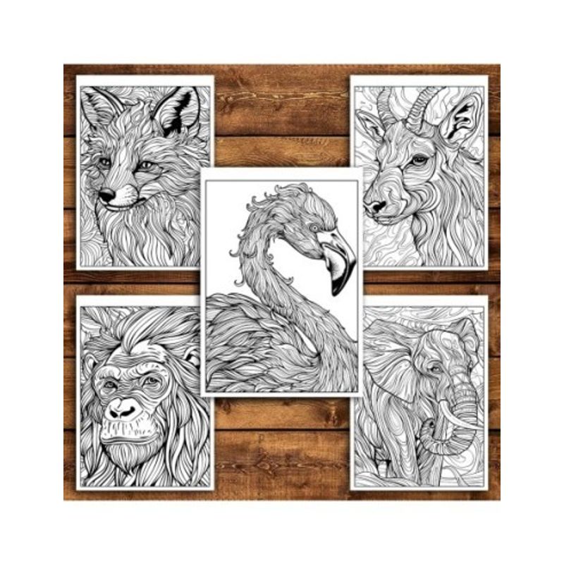 Carti si Birotica - Carti - Carti pentru copii - Carti de colorat - Carte de colorat antistres, 50 de ilustratii Animale Artistice - Editia Premium, A5 - Infinity.ro
