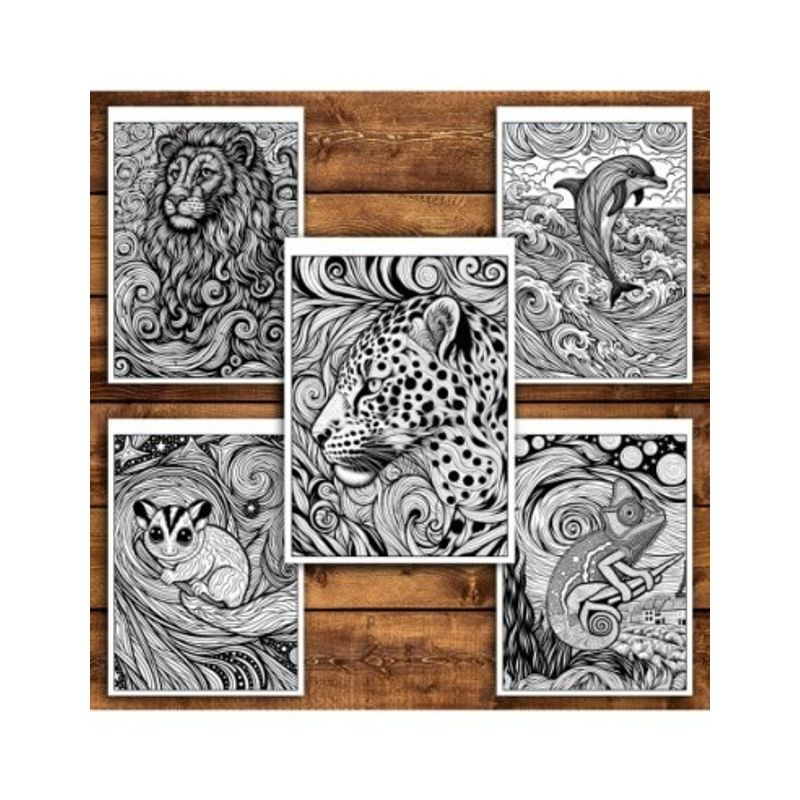 Carti si Birotica - Carti - Carti pentru copii - Carti de colorat - Carte de colorat antistres, 50 de ilustratii Animale in stil Van Gogh, A5 - Infinity.ro