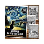 Carti si Birotica - Carti - Carti pentru copii - Carti de colorat - Carte de colorat antistres, 50 de ilustratii Animale in stil Van Gogh, A5 - Infinity.ro