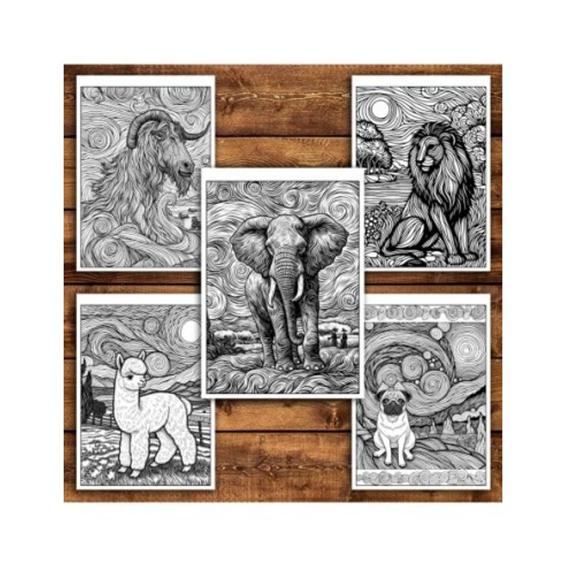 Carti si Birotica - Carti - Carti pentru copii - Carti de colorat - Carte de colorat antistres, 50 de ilustratii Animale in stil Van Gogh, A5 - Infinity.ro
