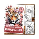 Carti si Birotica - Carti - Carti pentru copii - Carti de colorat - Carte de colorat antistres, 50 de ilustratii Animale cu Flori - Editia Premium - Volumul II, A5 - Infinity.ro