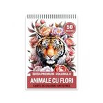 Carti si Birotica - Carti - Carti pentru copii - Carti de colorat - Carte de colorat antistres, 50 de ilustratii Animale cu Flori - Editia Premium - Volumul II, A5 - Infinity.ro