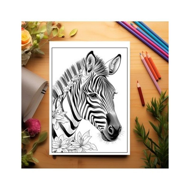 Carti si Birotica - Carti - Carti pentru copii - Carti de colorat - Carte de colorat antistres, 50 de ilustratii Animale cu Flori - Editia Premium - Volumul II, A5 - Infinity.ro