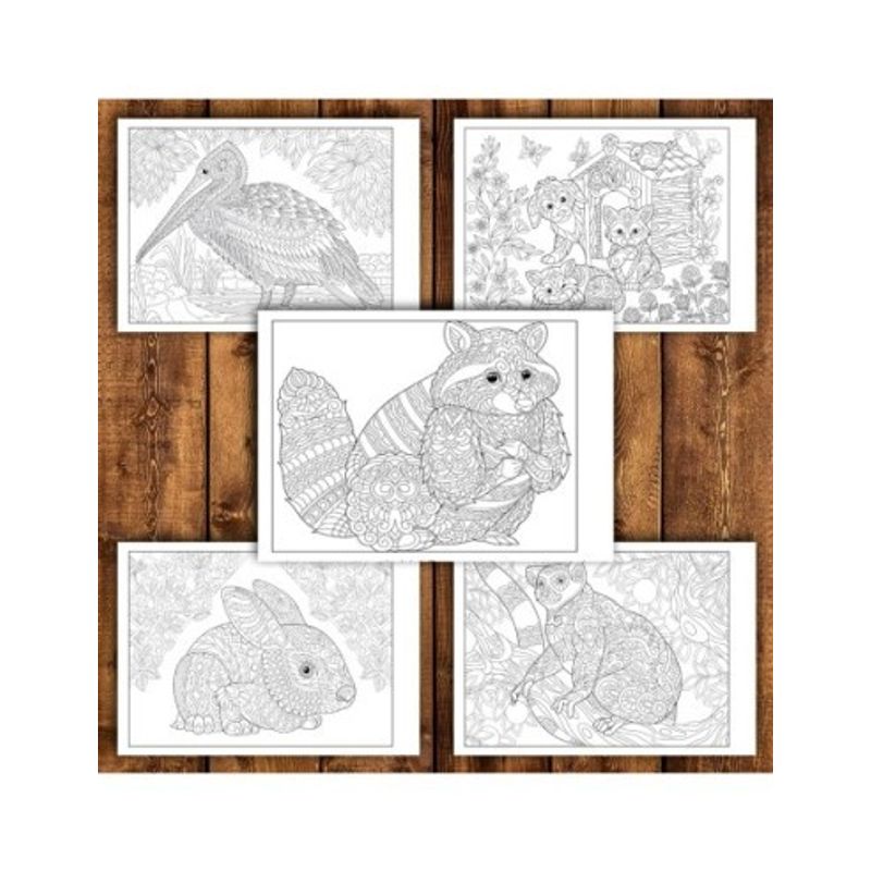 Carti si Birotica - Carti - Carti pentru copii - Carti de colorat - Carte de colorat antistres, 50 de ilustratii Animale Mandala - Editia Premium - Volumul II, A5 - Infinity.ro