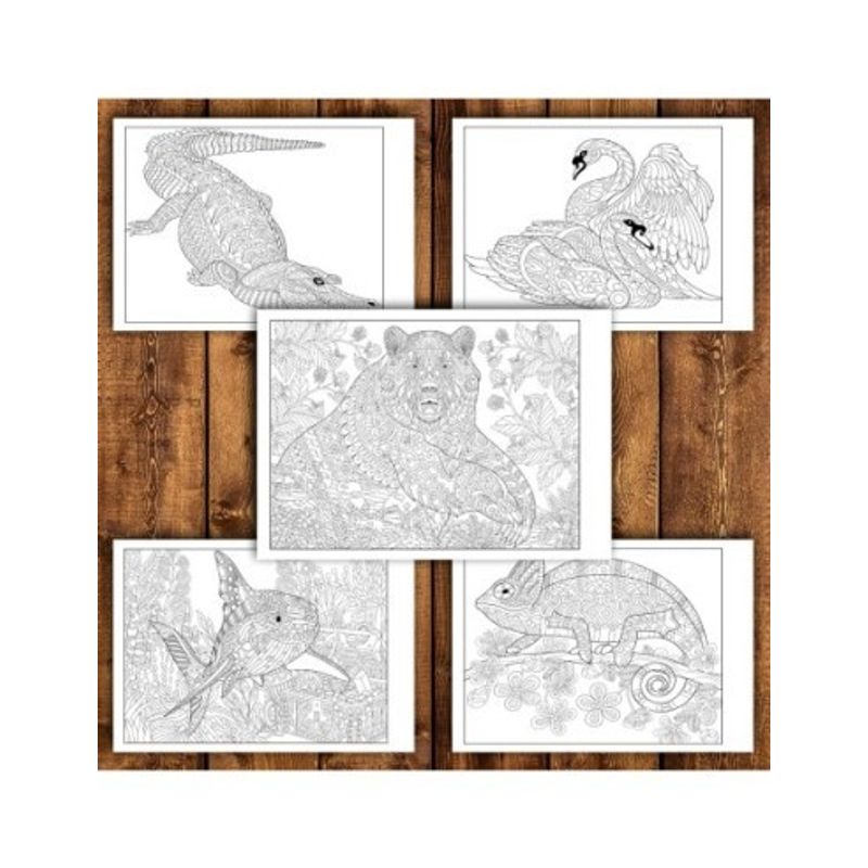 Carti si Birotica - Carti - Carti pentru copii - Carti de colorat - Carte de colorat antistres, 50 de ilustratii Animale Mandala - Editia Premium - Volumul II, A5 - Infinity.ro