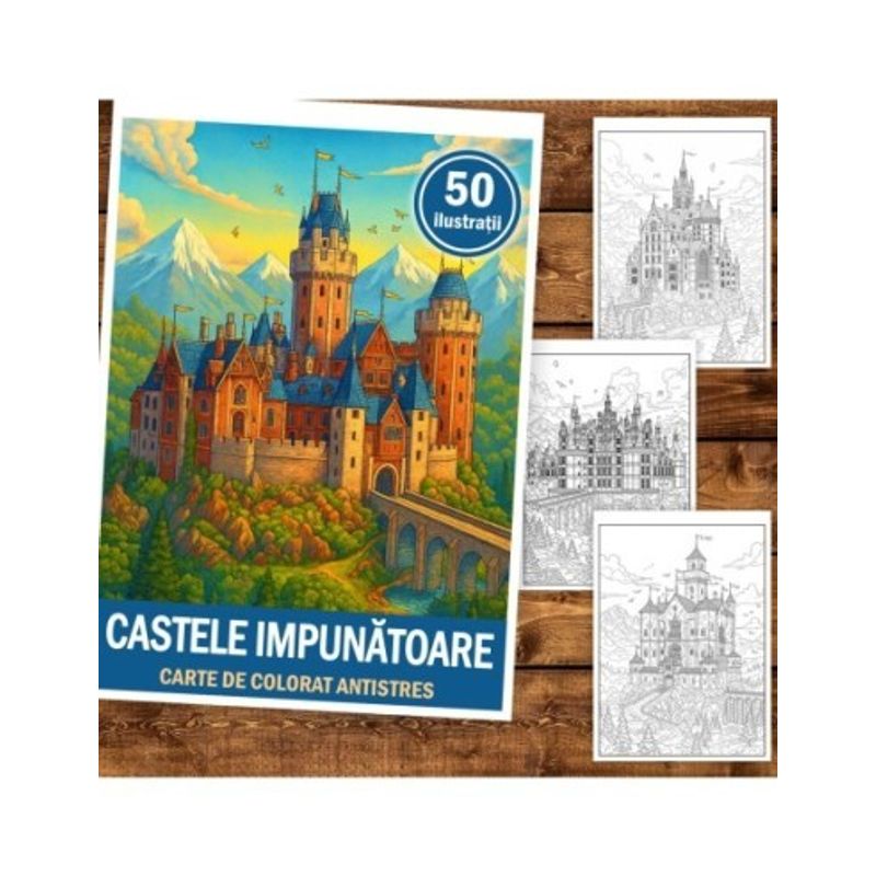 Carti si Birotica - Carti - Carti pentru copii - Carti de colorat - Carte de colorat antistres, 50 de ilustratii Castele Impunatoare, 106 pagini, A5 - Infinity.ro