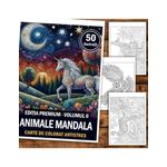 Carti si Birotica - Carti - Carti pentru copii - Carti de colorat - Carte de colorat antistres, 50 de ilustratii Animale Mandala - Editia Premium - Volumul II, A5 - Infinity.ro