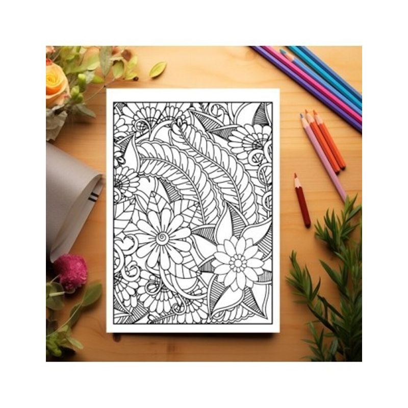 Carti si Birotica - Carti - Carti pentru copii - Carti de colorat - Carte de colorat antistres, 50 de ilustratii Fantezie Florala, A5 - Infinity.ro
