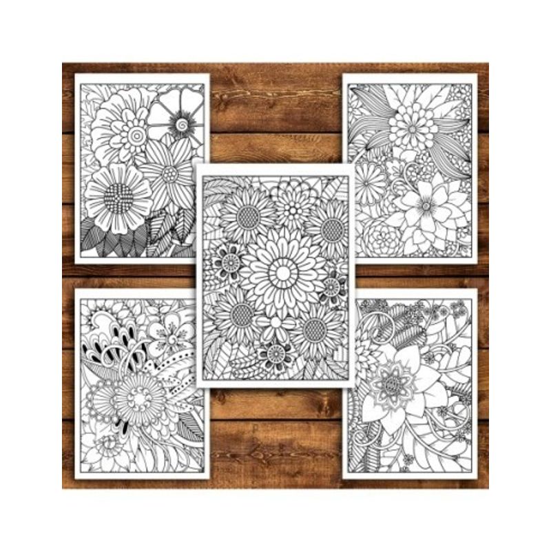 Carti si Birotica - Carti - Carti pentru copii - Carti de colorat - Carte de colorat antistres, 50 de ilustratii Fantezie Florala, A5 - Infinity.ro