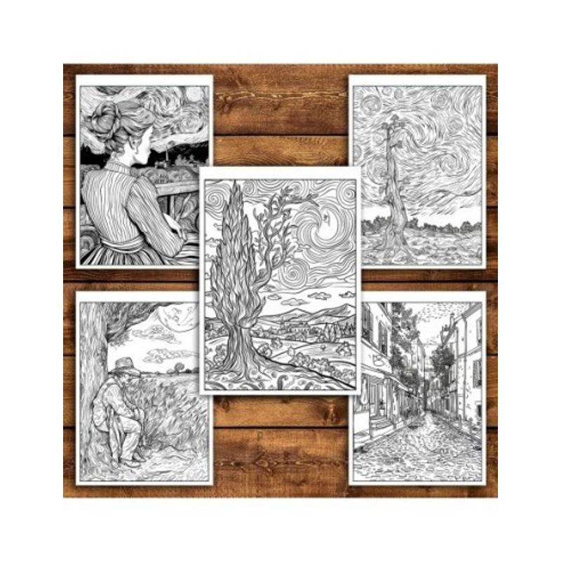Carti si Birotica - Carti - Carti pentru copii - Carti de colorat - Carte de colorat antistres, 50 de ilustratii Inspiratii de la Van Gogh - Volumul II, A5 - Infinity.ro