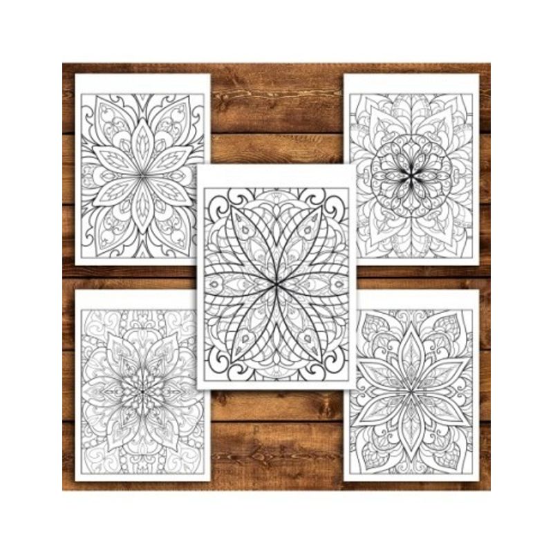 Carti si Birotica - Carti - Carti pentru copii - Carti de colorat - Carte de colorat antistres, 50 de ilustratii Mandale cu Flori - Volumul V, A5 - Infinity.ro