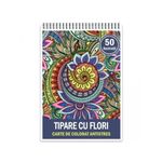 Carti si Birotica - Carti - Carti pentru copii - Carti de colorat - Carte de colorat antistres, 50 de ilustratii Tipare cu Flori, A5 - Infinity.ro