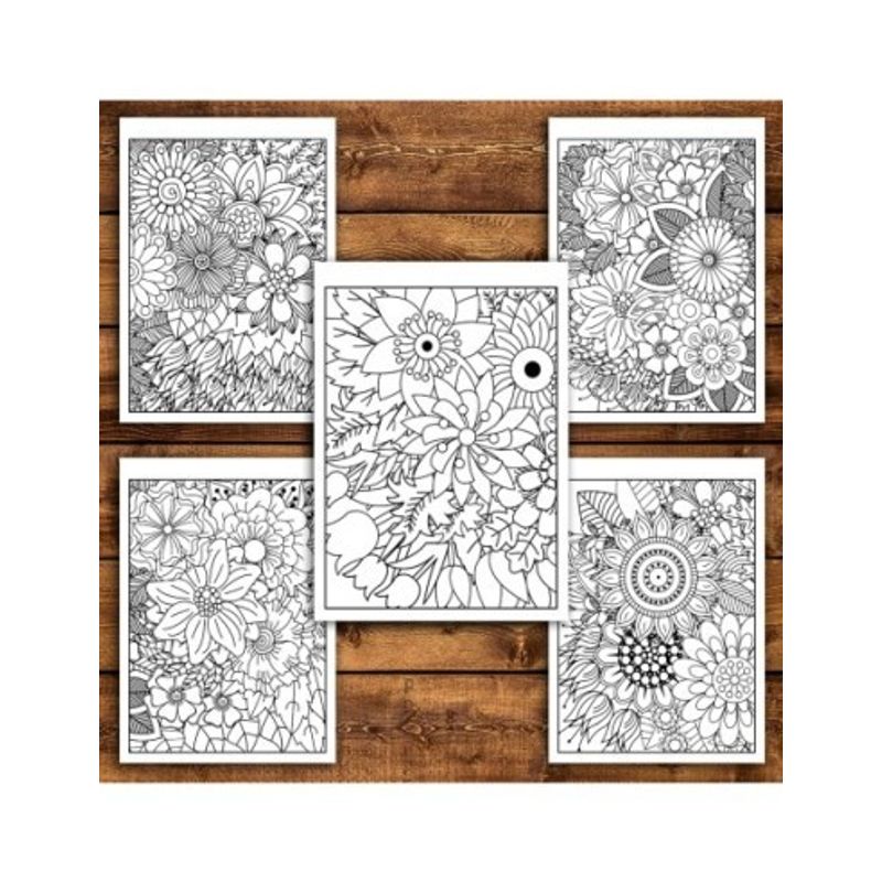 Carti si Birotica - Carti - Carti pentru copii - Carti de colorat - Carte de colorat antistres, 50 de ilustratii Tipare cu Flori, A5 - Infinity.ro