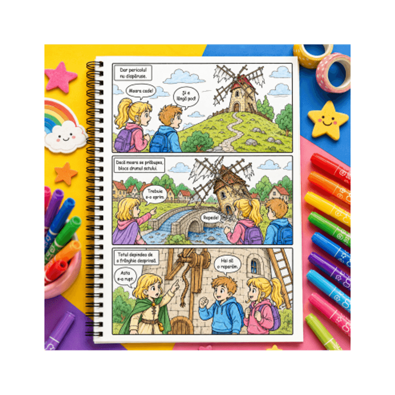 Carti si Birotica - Carti - Carti pentru copii - Carti de colorat - Carte de colorat cu benzi desenate pentru copii, Portalul Timpului, 5 povesti ilustrate, 56 pagini, A4 - Infinity.ro