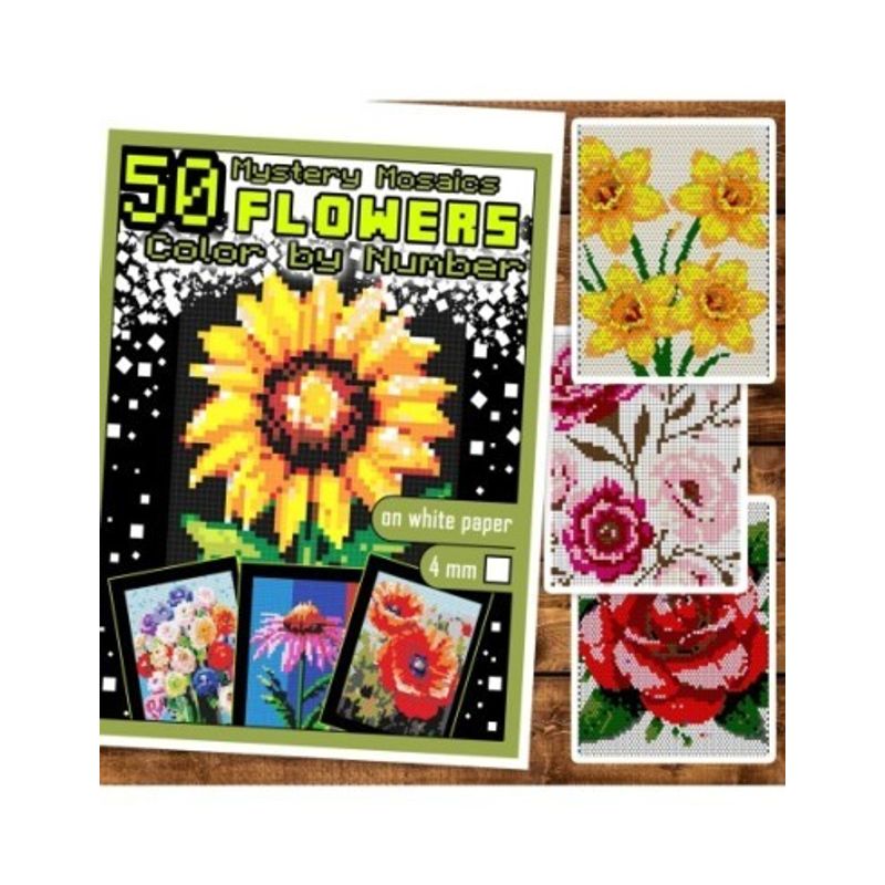 Carti si Birotica - Carti - Carti pentru copii - Carti de colorat - Carte de colorat cu numere, color by number, 50 de ilustratii Flowers, 106 pagini, A4 - Infinity.ro