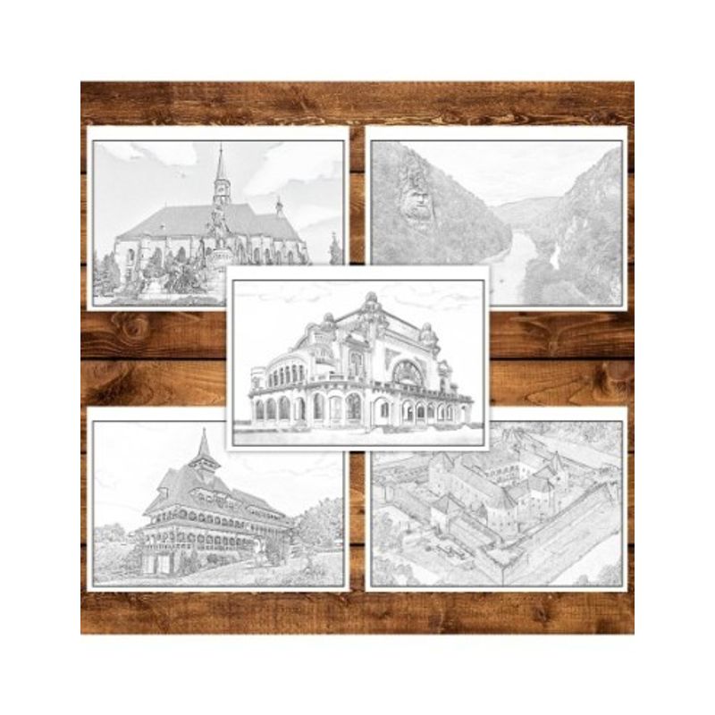 Carti si Birotica - Carti - Carti pentru copii - Carti de colorat - Carte de colorat Descopera Romania, 40 de ilustratii, 86 de pagini, A5 - Infinity.ro