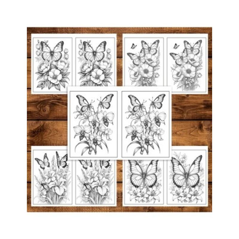Carti si Birotica - Carti - Carti pentru copii - Carti de colorat - Carte de colorat Dual Vision, 40x2 ilustratii cu Fluturasi si Flori, 86 pagini, A5 - Infinity.ro