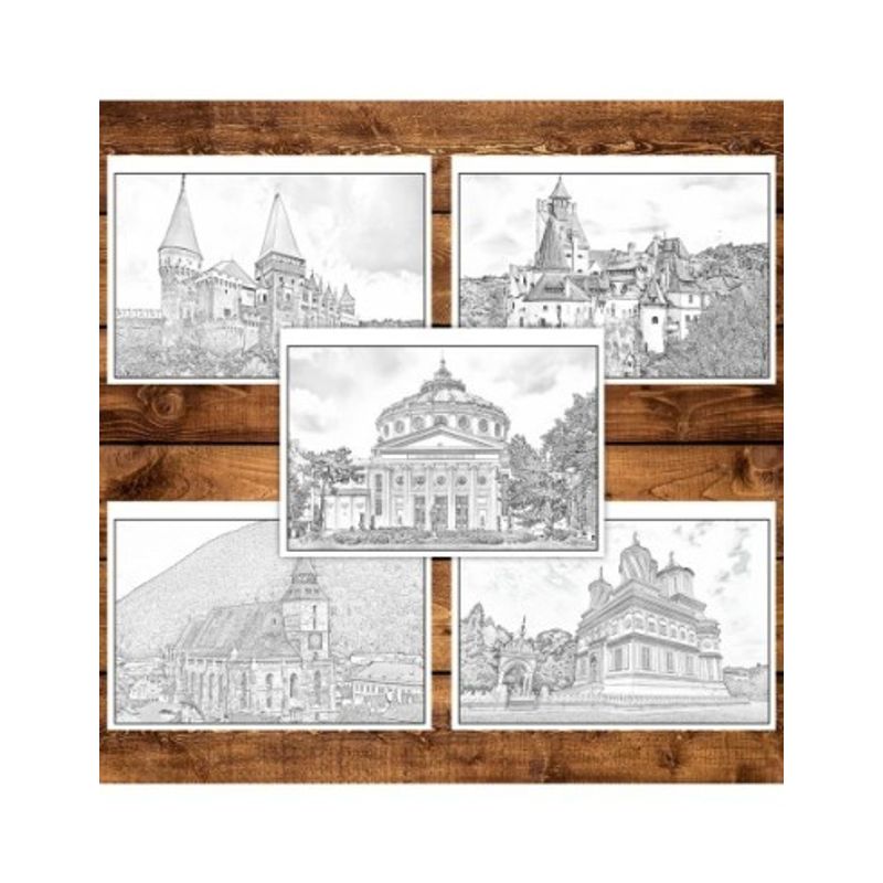 Carti si Birotica - Carti - Carti pentru copii - Carti de colorat - Carte de colorat Descopera Romania, 40 de ilustratii, 86 de pagini, A5 - Infinity.ro