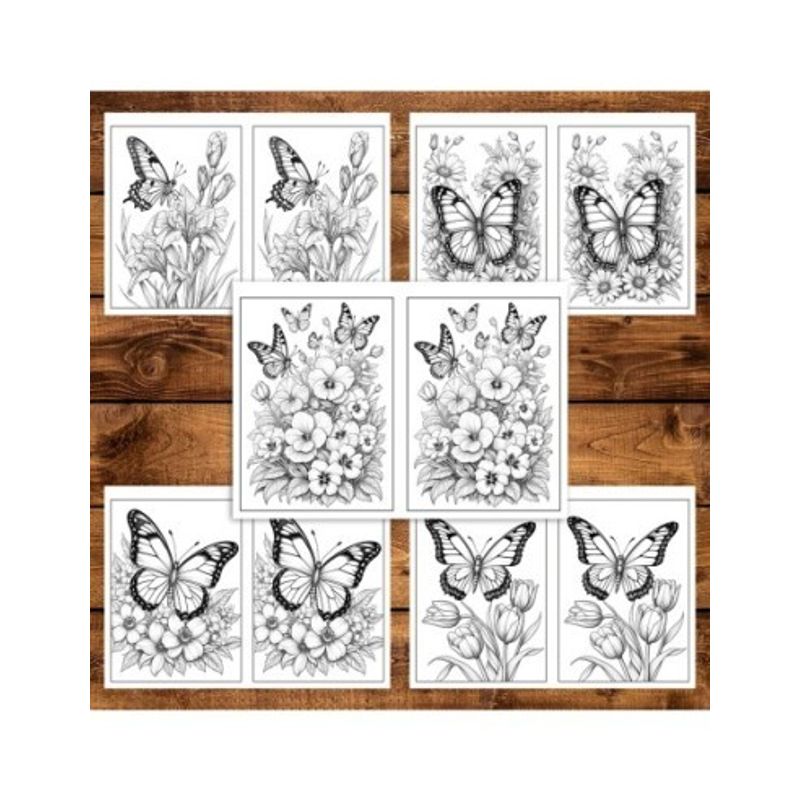 Carti si Birotica - Carti - Carti pentru copii - Carti de colorat - Carte de colorat Dual Vision, 40x2 ilustratii cu Fluturasi si Flori, 86 pagini, A5 - Infinity.ro